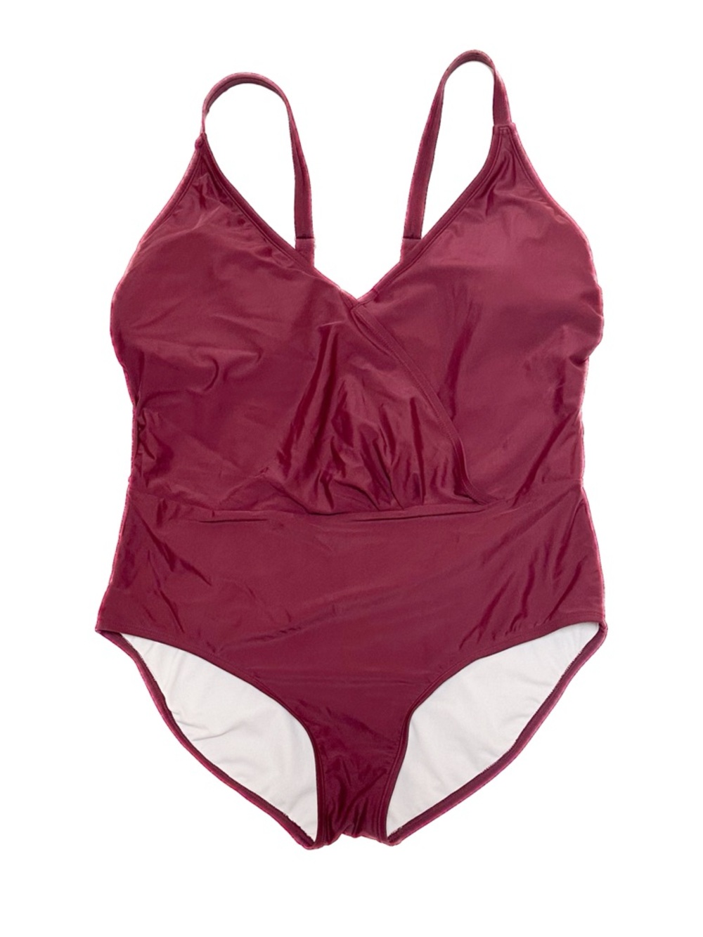 Aqua Couture Burgundy Surplice Neckline
Tank One-Piece Swimsuit Faux Wrap